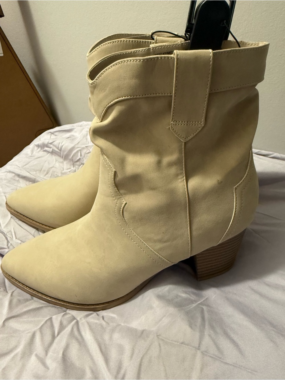Time and Tru Beige Western Ankle Booties